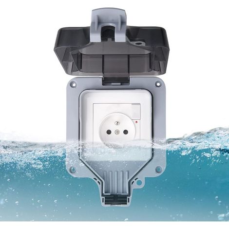 IP66 Wasserdichte Steckdose, wasserdichte Außenwandsteckdose, staubdichte Wandsteckdosenbox für den Innen- und Außenbereich (mit Schalter, B) (1/5)