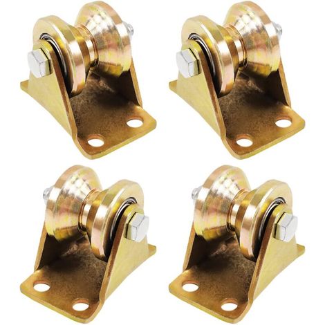 4 Pcs Single Pulley for Lifting Reeving - Rail Roller Gate Sliding - 55mm V-Shaped Groove Wheel - For Ropes Steel Ropes etc NPTERBL