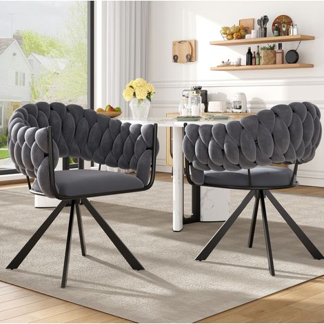 Silla comedor de terciopelo gris con patas metálicas OKMYHOME (1/4)