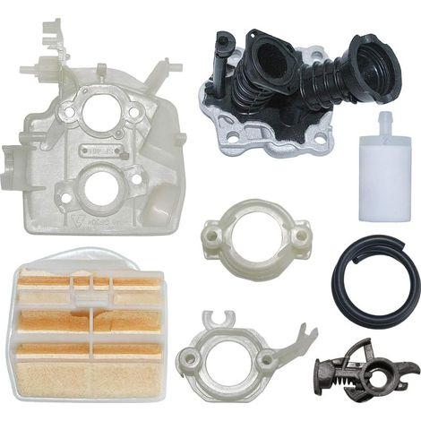 Kit de filtre d'air et de carburant de collecteur d'admission avec bride Compatible avec Husqvarna 445 445E 450 450E Tronçonneuse 544080803, 544082301 (1/5)