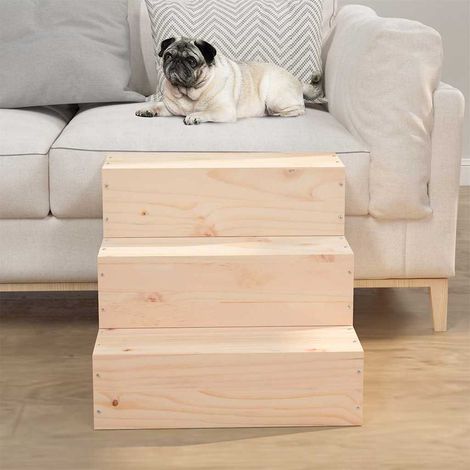 vidaXL Escalera para mascotas madera maciza de pino 40x37,5x35 cm (1/5)