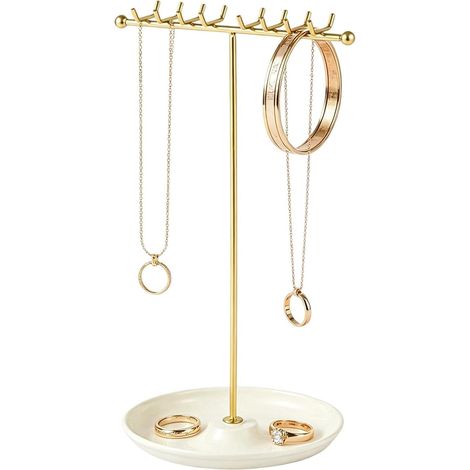 Porte-Bijoux Sur Pied Pour femme et fille esthétique avec crochets de Présentoir Organisateur Pour Colliers pour Colliers Bracelets Bagues Chambre Salle de Bain Dortoir Décoration (1/5)