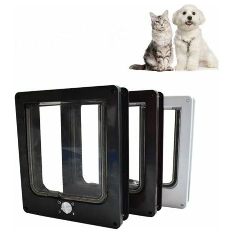 Large Cat Flap 4-Way Locking Cat Door Black (1/4)