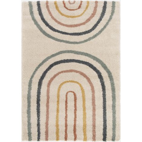 Tappeto per bambini con arcobaleno, tappeto per interni color crema e multicolore (1/5)