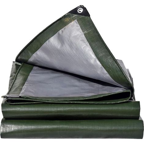 Telo professionale marrone 180 g/m², telo multifunzionale in tessuto 3x5 m, verde e argento, telo impermeabile con occhielli, telo protettivo, telo per barche, telo per legno (1/4)