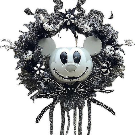 Couronne Mickey d'Halloween, décoration de porte suspendue en forme de canne, décoration fantôme cauchemardesque (1/5)