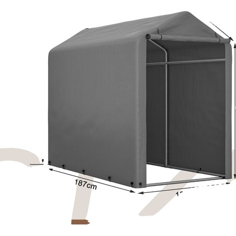 Garage per biciclette, robusto telaio in acciaio, copertura impermeabile, 1 x 1,87 x 1,60 m (1/2)