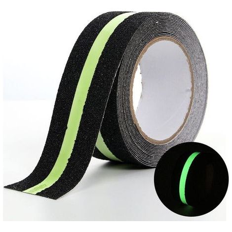 Ruban adhésif antidérapant avec Film Lumineux Brille dans Le Noir, pour escaliers échelles sols glissants Intérieur et Extérieur, 5 m x 5 cm(1 pcs) (1/5)