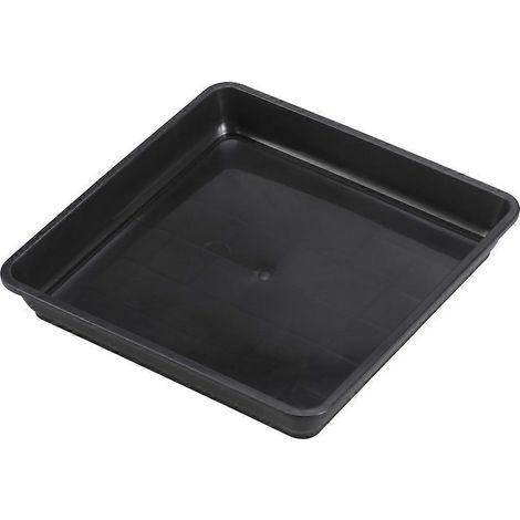 Lot de 10 plateaux en résine carrés en forme de tore, pour l'intérieur et l'extérieur du jardin, pour pots de fleurs en pot, avec arrosage décoratif (noir)-18.00X18.00X2.50CM-Black (1/2)