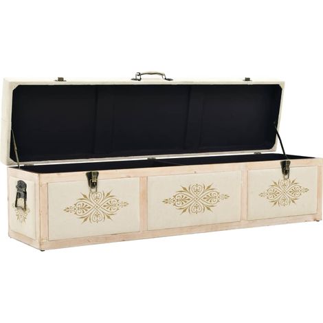Maison Exclusive - Aufbewahrungsbank 110 cm Cremefarben Massivhol