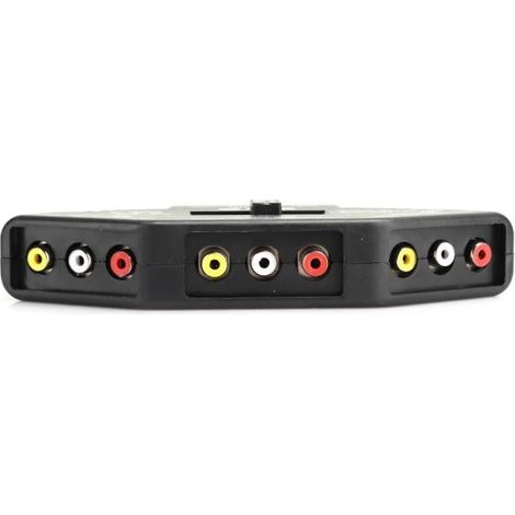 RCA-Splitter 3-in-1 Audio-/Videoausgang, RCA-Splitter mit Video-Umschalter, Schwarz