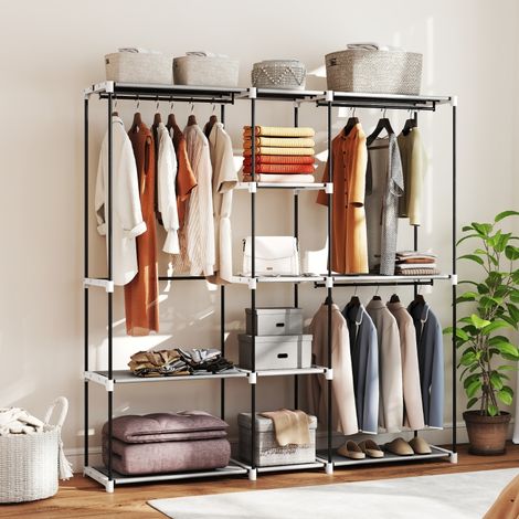 Armoire de rangement, penderie en tissu avec barre de suspension et étagères, 182 x 43 x 185 cm, gris (1/5)