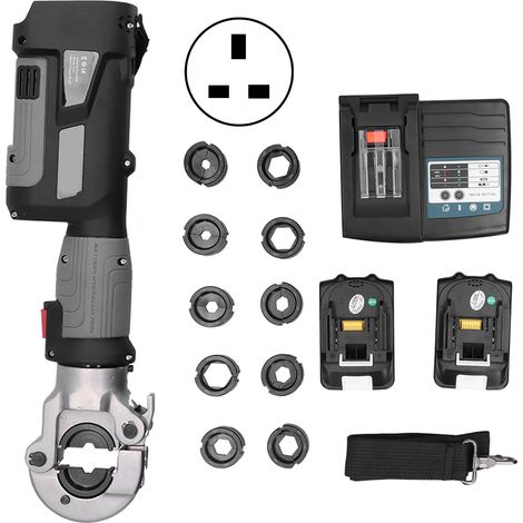 Pince à sertir hydraulique électrique 100-240V AC pour câbles, kit d'outils de sertissage avec fiche UK, fil et câble, 6 tonnes. (1/5)