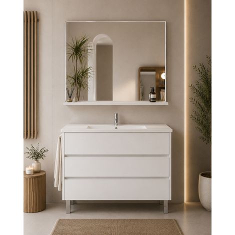 Mobile bagno con lavabo ORIGENBATH IMPERIA senza specchio 120x45 cm 1 vasca bianco nordico