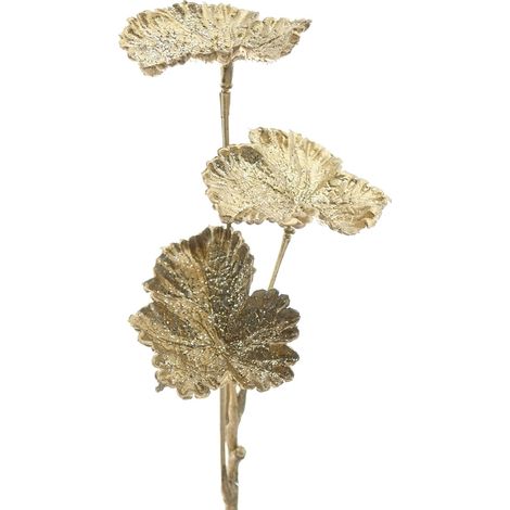 Weihnachtlicher Zweig mit 3 Blättern Goldfarben metallic 29 cm - Kunstpflanzen