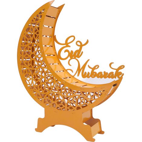 Ornement de lune jaune avec éclairage, en fer forgé ajouré, décoration de bureau pour table à manger, table de chevet ou fenêtre. (1/5)