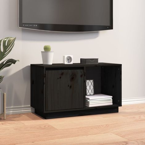 vidaXL Mobile Porta TV Nero 74x35x44 cm in Legno Massello di Pino (1/5)
