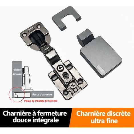 Charnière meuble: nouveau modèle charnière ultra-fine 2D gris canon de fusil à bras droit en recouvrement total, 1 pièce, boîtier 35 mm, 91 g – Livraison gratuite