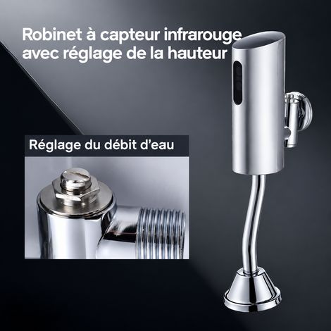 Chasse d'eau urinoir infrarouge version améliorée argent mat peint avec vanne de régulation 1 × 1 × 1 cm 500 g – Livraison gratuite