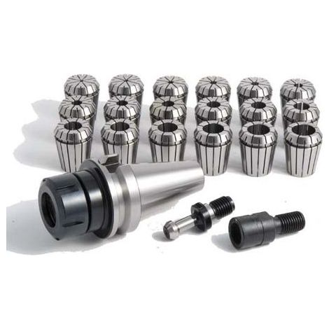 Juego de pinzas con portapinzas Kit de 15 piezas                 MT 2 / M10 / ER 25 15 pinzas Ø 1.5, 16mm DIN 15488