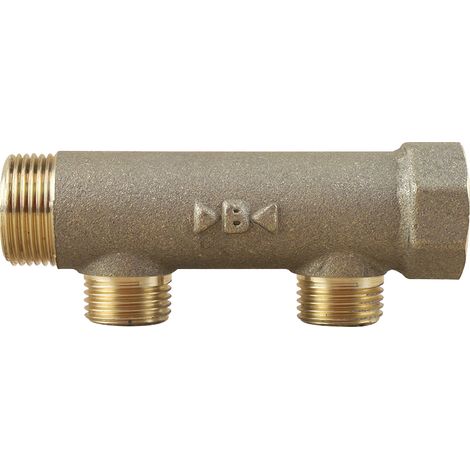 Collecteur mâle femelle 3/4" - 2 départs 1/2" (15/21) - Entraxe 50mm (1/3)