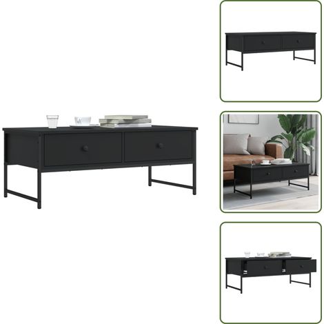 Table basse noir 101x49x39,5 cm bois d'ingénierie - Table Basse - Meuble Salon - Table D'appoint - Table Canapé - Design Industriel (1/5)