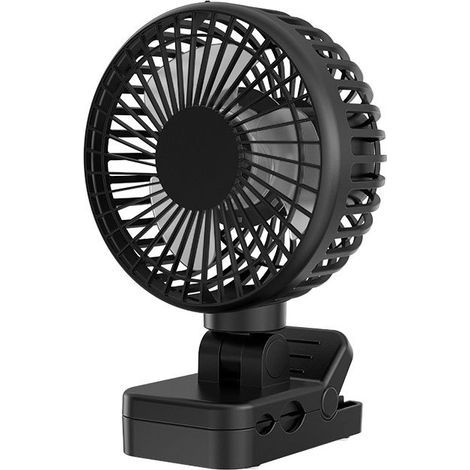 Ventilateur à pince portable 4000 mAh avec télécommande, rechargeable avec fonction batterie externe, lumière LED, minuterie, 4 vitesses – pour poussette, voiturette de golf, bureau, camping et voyage (1/5)