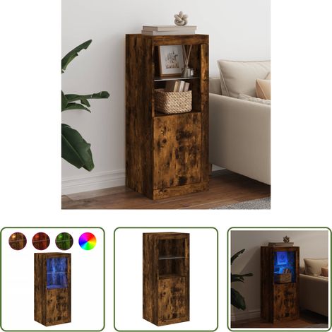 LED-Beleuchtung -  Sideboard mit LED-Leuchten Räuchereiche 41x37x100 cm (1/5)