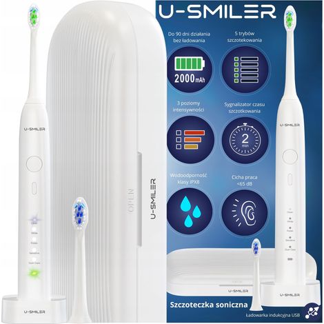 Cepillo de dientes eléctrico sónico U-smiler con estuche, 5 modos, IPX8 (1/5)