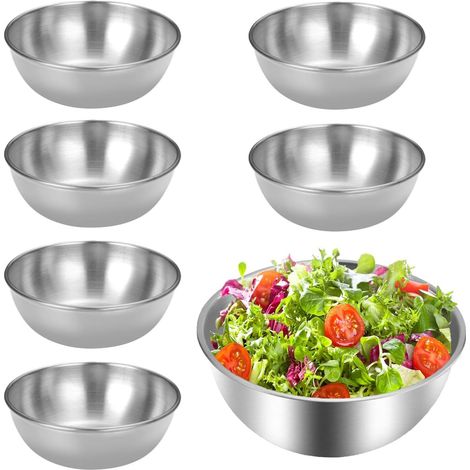 Cuenco - Juego De 6 Cuencos De Acero Inoxidable - Para Ensalada Sopa Desayuno - 6 Unidades (1/5)