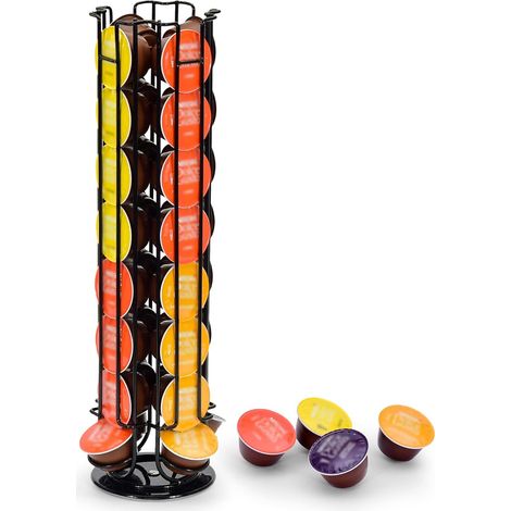 Porte-capsules de café pour 32 capsules Dolce Gusto, support de rangement pour capsules de café, rotatif, noir (1/5)