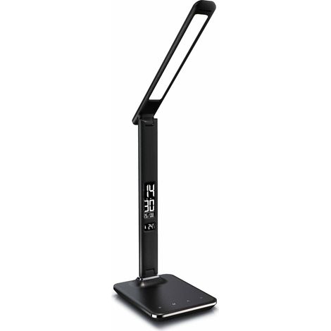 Brandson dimmbare LED Schreibtischlampe in Lederoptik Temperatur-, Alarm- & Kalenderfunktion (1/5)