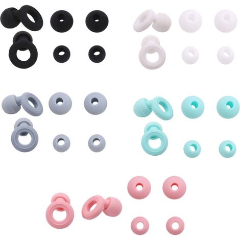 5 Paires de Bouchons D'Oreille Silencieux en Boucle pour la Réduction Du Bruit Dormir Silicone Natation Anti-Bruit Moto