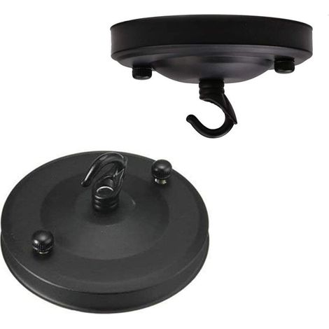 TRIOM Plaque de Plafond chand Vintage Lustre, Rétro fer Plafond Rose Crochet Plaque Titulaire Pendentif Lampe Toit Disque à Sucer Châssis Lumière Accessoire Approprié Bricolage Creative (Noir,2 pcs) (1/5)