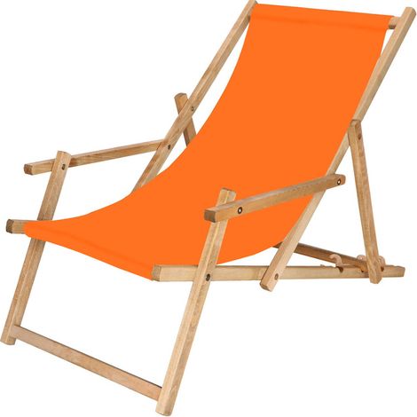 Tumbona plegable de jardín impregnada con reposabrazos naranja. (1/2)