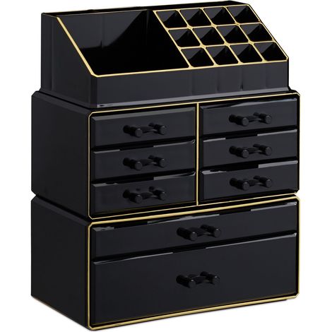 Organizador de maquillaje apilable 30 x 24 x 14 cm 24 compartimentos acabado transparente en acrílico claro 130005402 (1/5)
