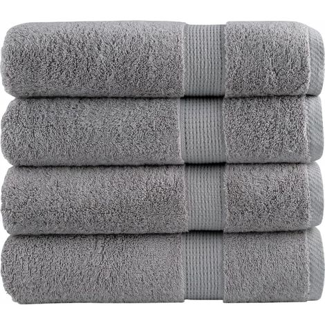 Serviettes de bain haut de gamme SOLUND, lot de 4, grises, 100 x 150 cm, 600 g/m²