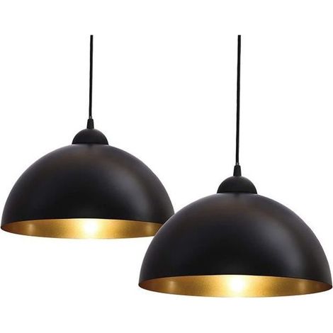 Zwei Pendelleuchten-Sets, E27-Fassung, 30 cm Durchmesser, Pendelleuchten im Industriestil, geeignet für Schlaf- und Esszimmer, schwarz. (1/4)