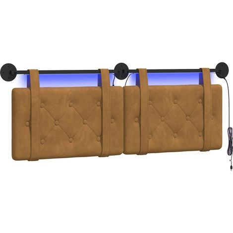 Maison Exclusive - Hängendes Kopfteil Mit LED Licht Braun Samt (1/5)