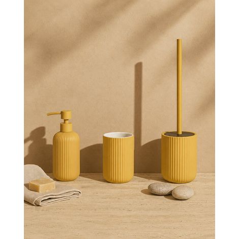 Exagonshop Set accessori bagno in ceramica giallo Color 3pz