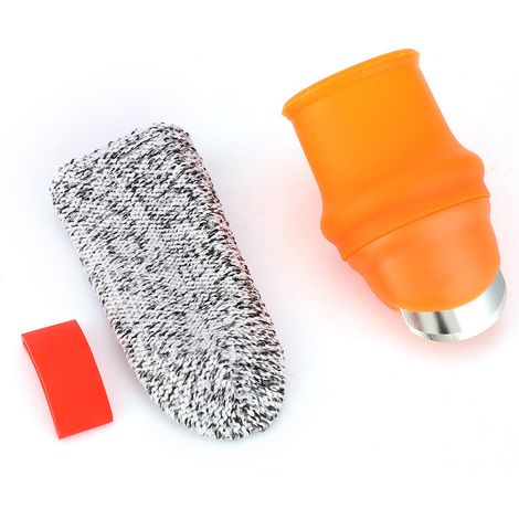 Ortviai Coupe-Pouce pour Récolte au Potager – Acier Inoxydable + Silicone Orange, Taille Compacte 1,9 x 1,3 po, Livré avec Protège-Doigt Classe 5