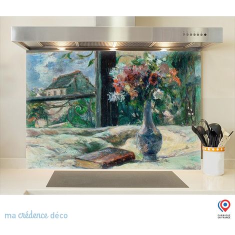 Fond de hotte : Paul Gauguin, Vase de fleurs - Verre trempé - 45 cm - 60 cm (1/5)
