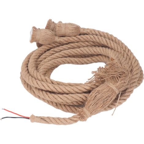 Suspension en corde de chanvre à 4 têtes, 2 m (6,5 pi), douilles E27/E26, style rétro/vintage, idéale pour une maison de campagne, une salle à manger, un restaurant ou un bar (100-240 V). (1/5)