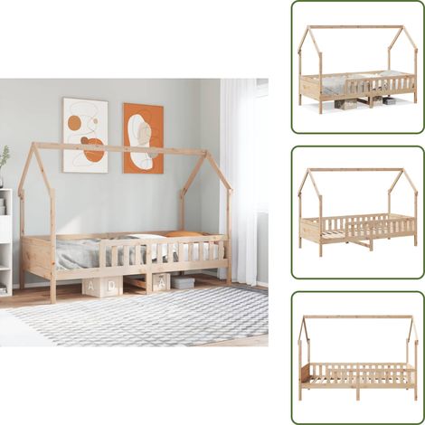 The Living Store Cama con forma de casa de niños madera maciza de pino 80x200 cm - Cama de pino