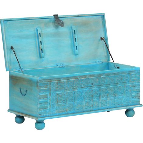 Maison Exclusive - Cassapanca in Legno Massello di Mango Blu 100x40x41 cm