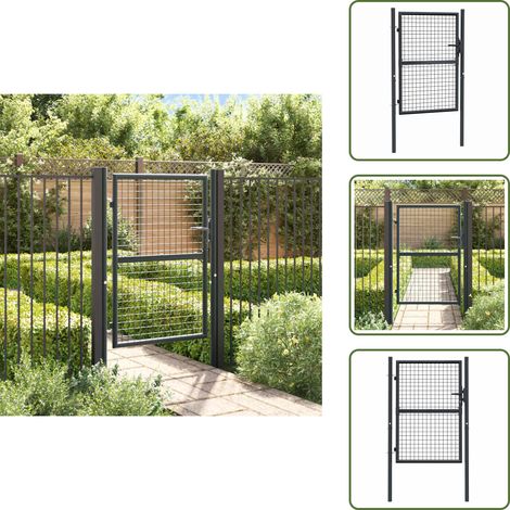 Portail en maille de jardin Acier galvanisé 100 x 175 cm Gris - Portail Jardin - Portillon Aluminium - Clôture Jardin - Porte D'entrée Extérieur - Portail Design