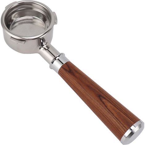 Porte-Filtre Nu sans Fond de 58 Mm, Porte-Filtre à café à 3 Oreilles de 58 Mm Porte-Filtre sans Fond de 58 Mm avec Poignée en Bois Massif pour Machine à café Barsetto (Une (1/4)