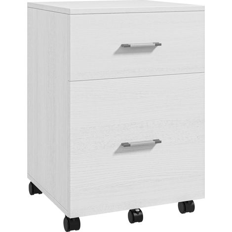 HOMCOM cajonera de escritorio con 2 cajones, cajonera de oficina con ruedas, archivador móvil, para archivos A4 o cartas, 39,5x39x58,5 cm, blanco