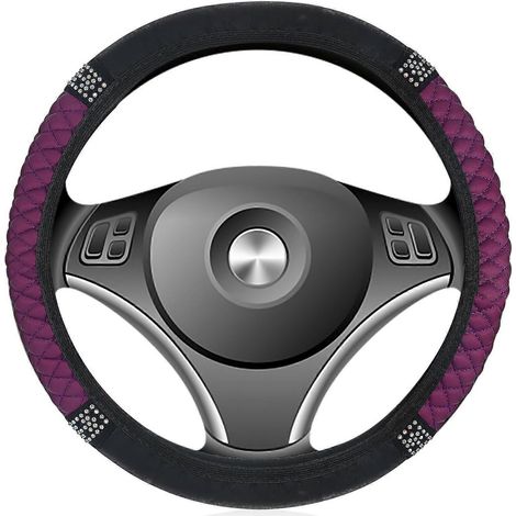 Housse de volant violette, housse de volant à paillettes, accessoire de voiture pour femme-36.00X9.50X1.00CM-Purple (1/4)