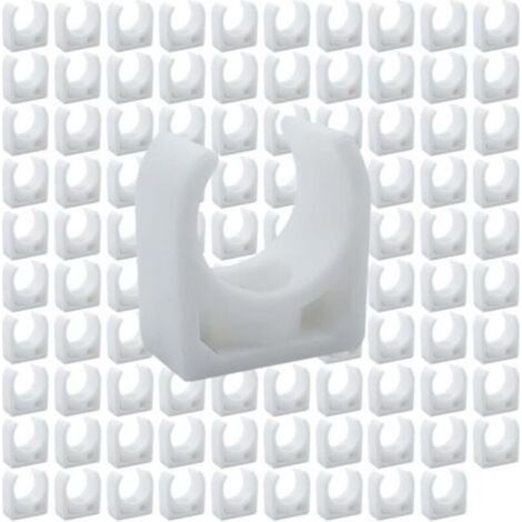 Clips de Tuyau en Plastique-100 pièces Support en U pour tuyau en PPR,Pour la plomberie et la tuyauterie,Vis non incluses(Diamètre intérieur 16mm) (1/5)